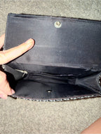 GT-0096 | Vintage Whiting & Davis Black Metal Mesh Lucite Handle Handbag