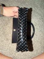 GT-0096 | Vintage Whiting & Davis Black Metal Mesh Lucite Handle Handbag