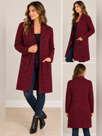 GT-0101 | J.Jill Pure Jill Red Black Marled Wool Blend Long Cardigan XS