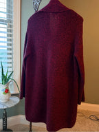 GT-0101 | J.Jill Pure Jill Red Black Marled Wool Blend Long Cardigan XS
