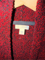 GT-0101 | J.Jill Pure Jill Red Black Marled Wool Blend Long Cardigan XS