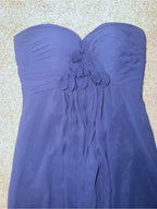GT-0112 Bill Levkoff Navy Strapless Chiffon Maxi Gown 12 Floral Sweetheart