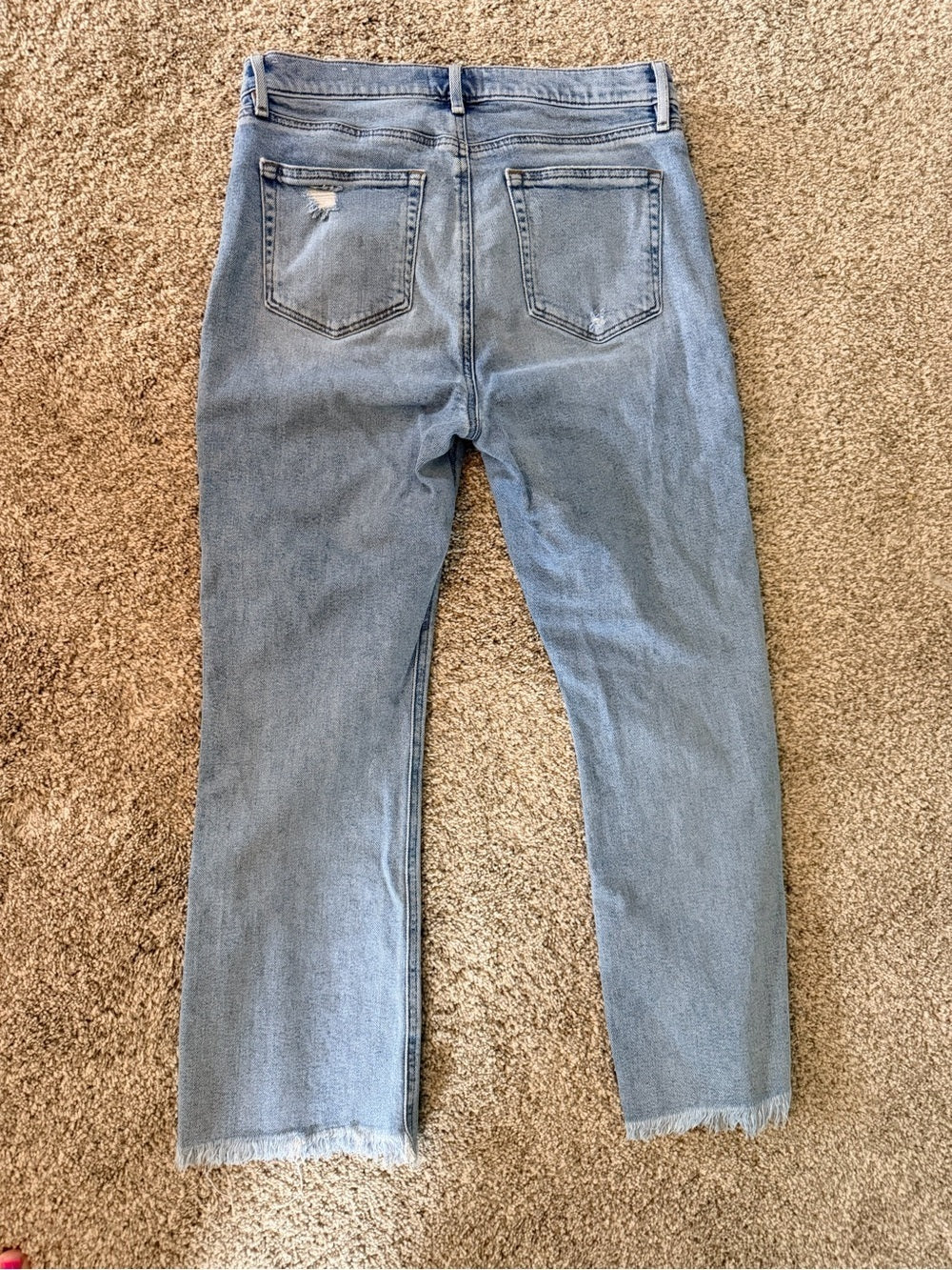 GT-0103 LOFT High Waist Flare Crop Jeans 30/10 Distressed Raw Hem Light Wash