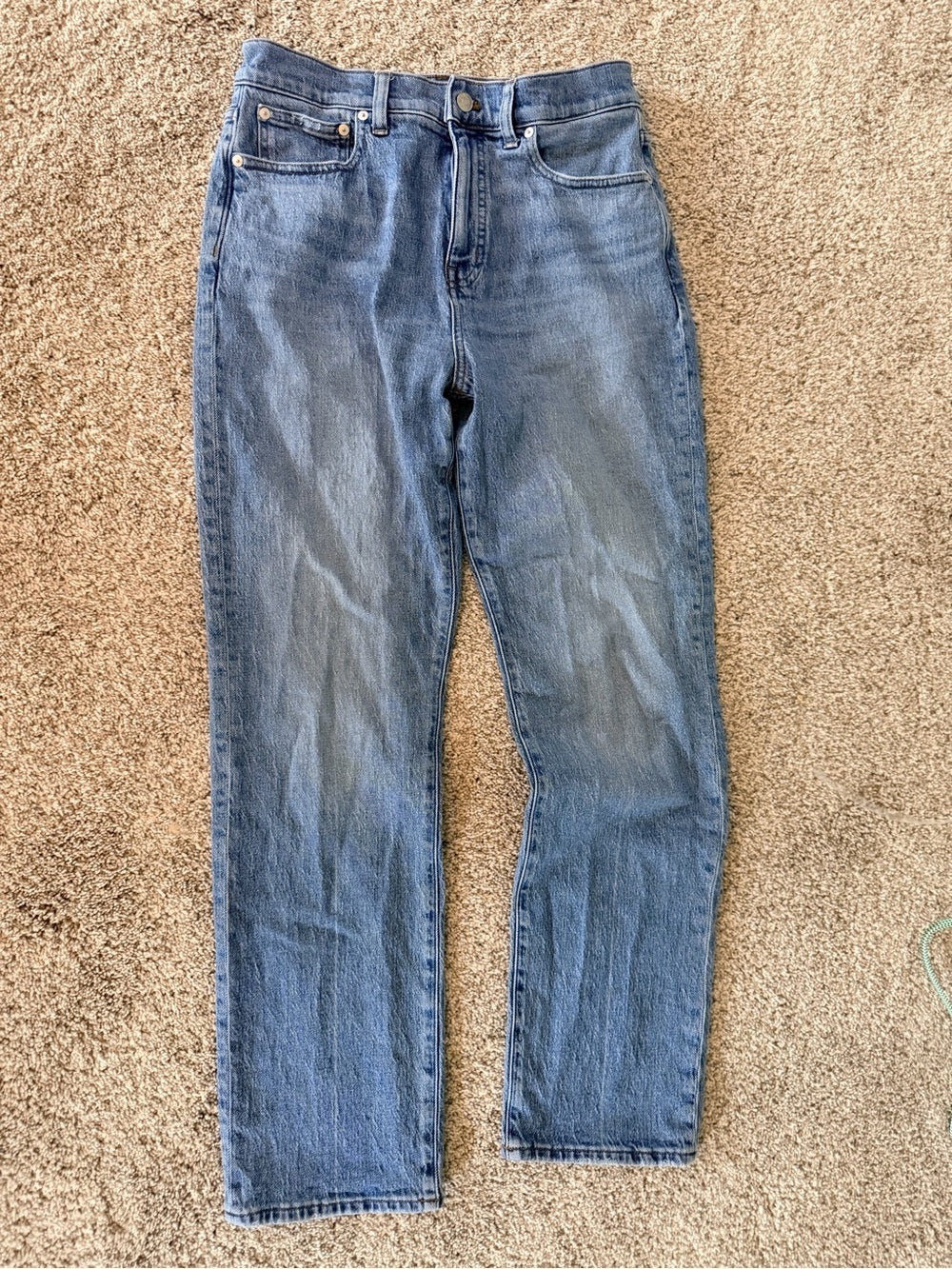 GT-0106 Madewell ’90s Straight Jeans 28 High Rise Medium Wash Stretch Denim