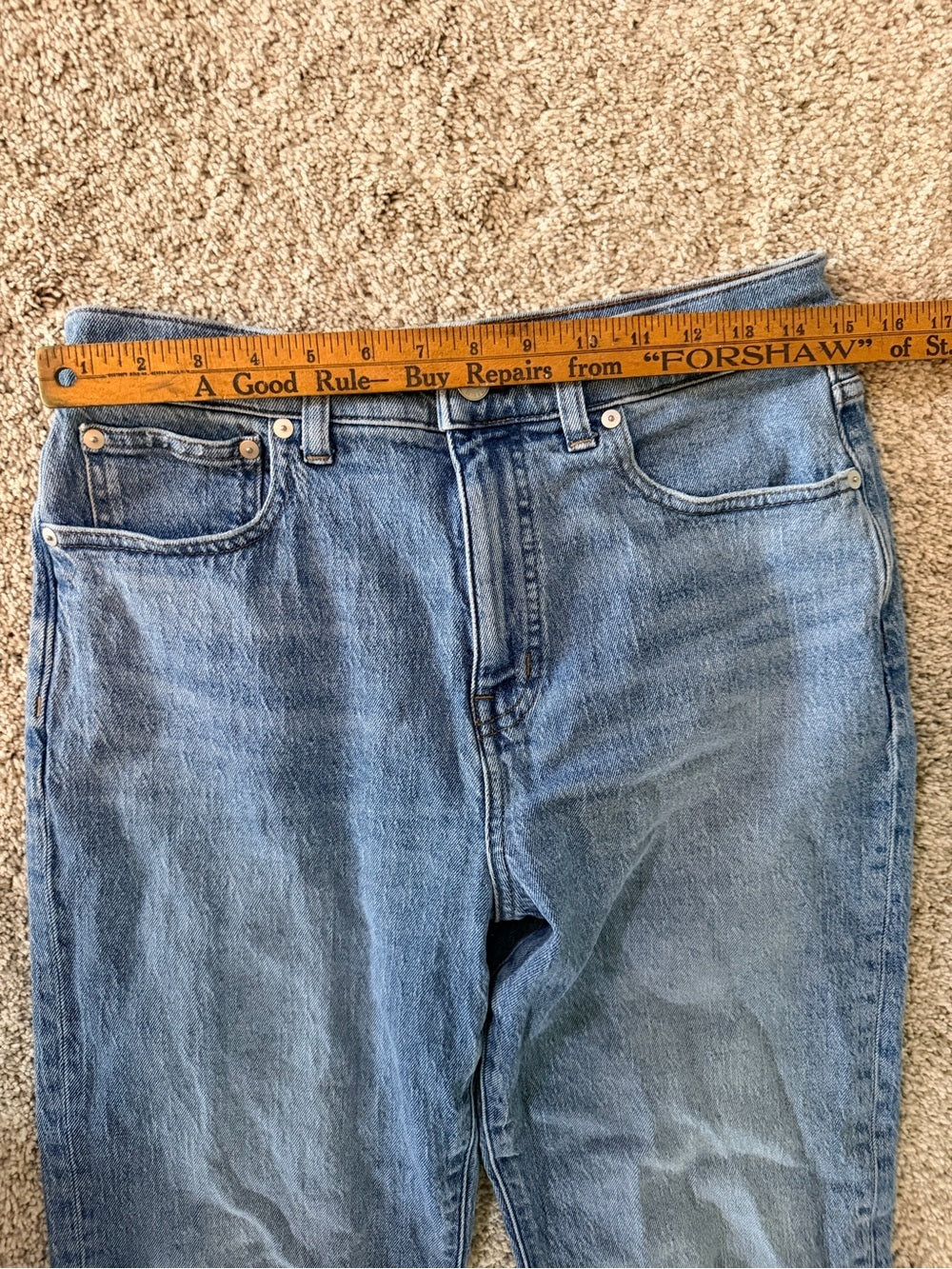 GT-0106 Madewell ’90s Straight Jeans 28 High Rise Medium Wash Stretch Denim