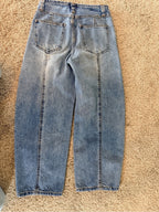 GT-0107 Future Collective High Rise Paneled Straight Jeans Size 0 Medium Wash