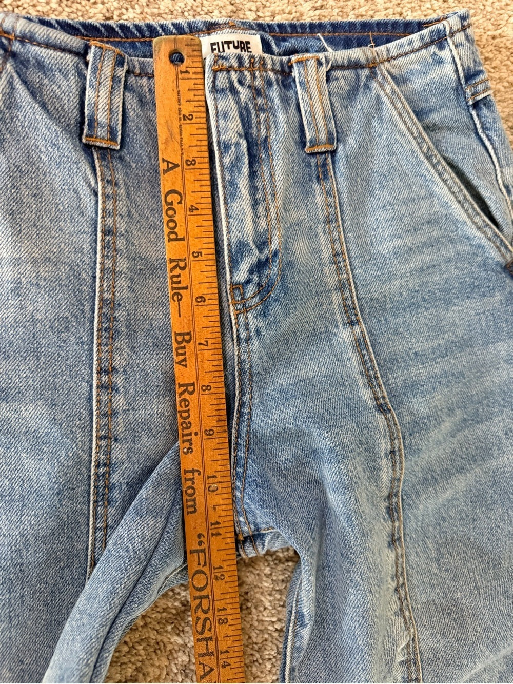 GT-0107 Future Collective High Rise Paneled Straight Jeans Size 0 Medium Wash