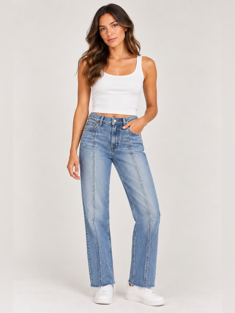 GT-0110 GAP Cheeky Straight High Rise Jeans 29 8T Raw Hem Front Seam
