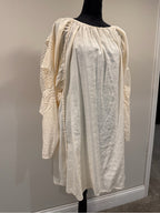 GT-0165 H&M Cream Boho Embroidered Crochet Sleeve Shift Dress M Peasant