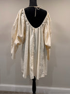 GT-0165 H&M Cream Boho Embroidered Crochet Sleeve Shift Dress M Peasant