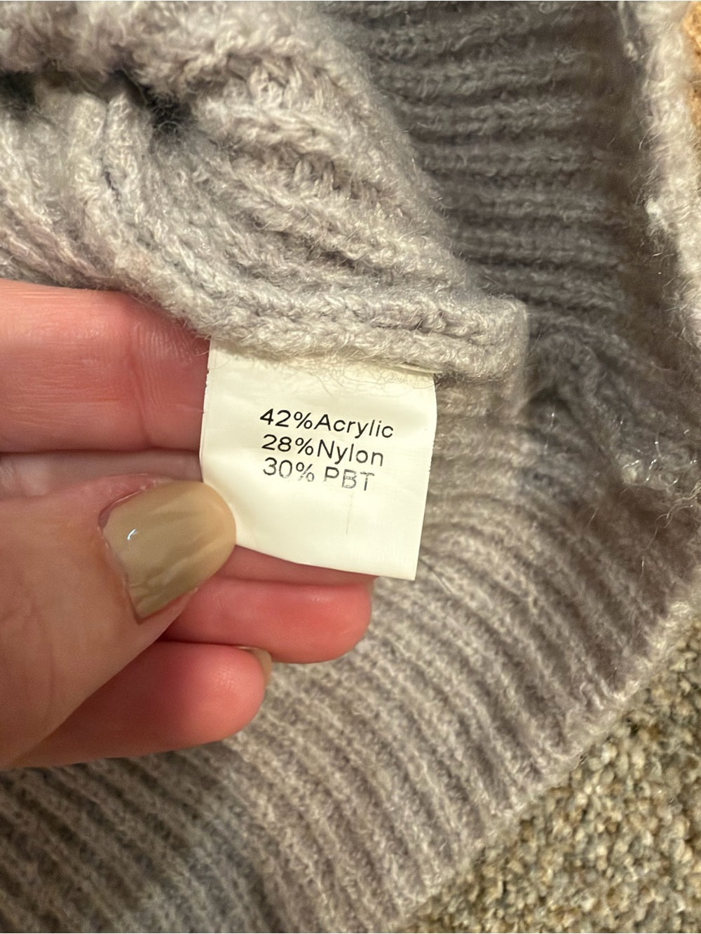 GT-0167 Angashion Colorblock Mock Neck Sweater M Camel Gray Cream Oversized
