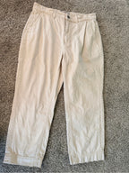 GT-0114 Everlane Utility Straight Leg Pants 8 Bone Cream High Rise Crop
