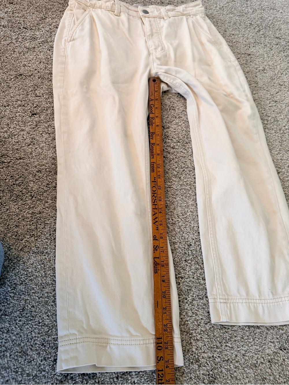 GT-0114 Everlane Utility Straight Leg Pants 8 Bone Cream High Rise Crop