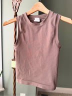 GT-0115 Athleta Ribbed High Neck Tank XS Brown Stretch Seamless Fitted