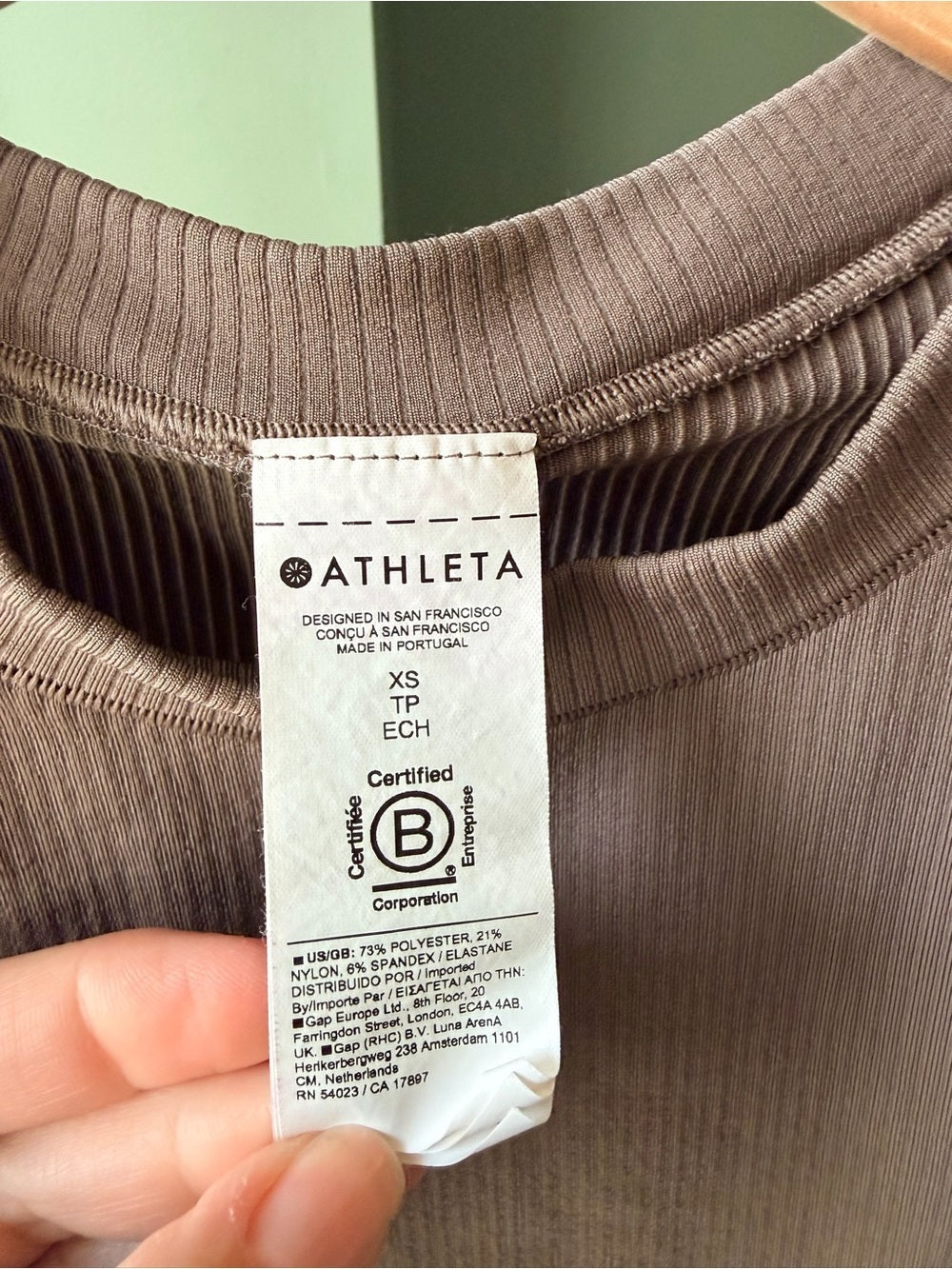 GT-0115 Athleta Ribbed High Neck Tank XS Brown Stretch Seamless Fitted