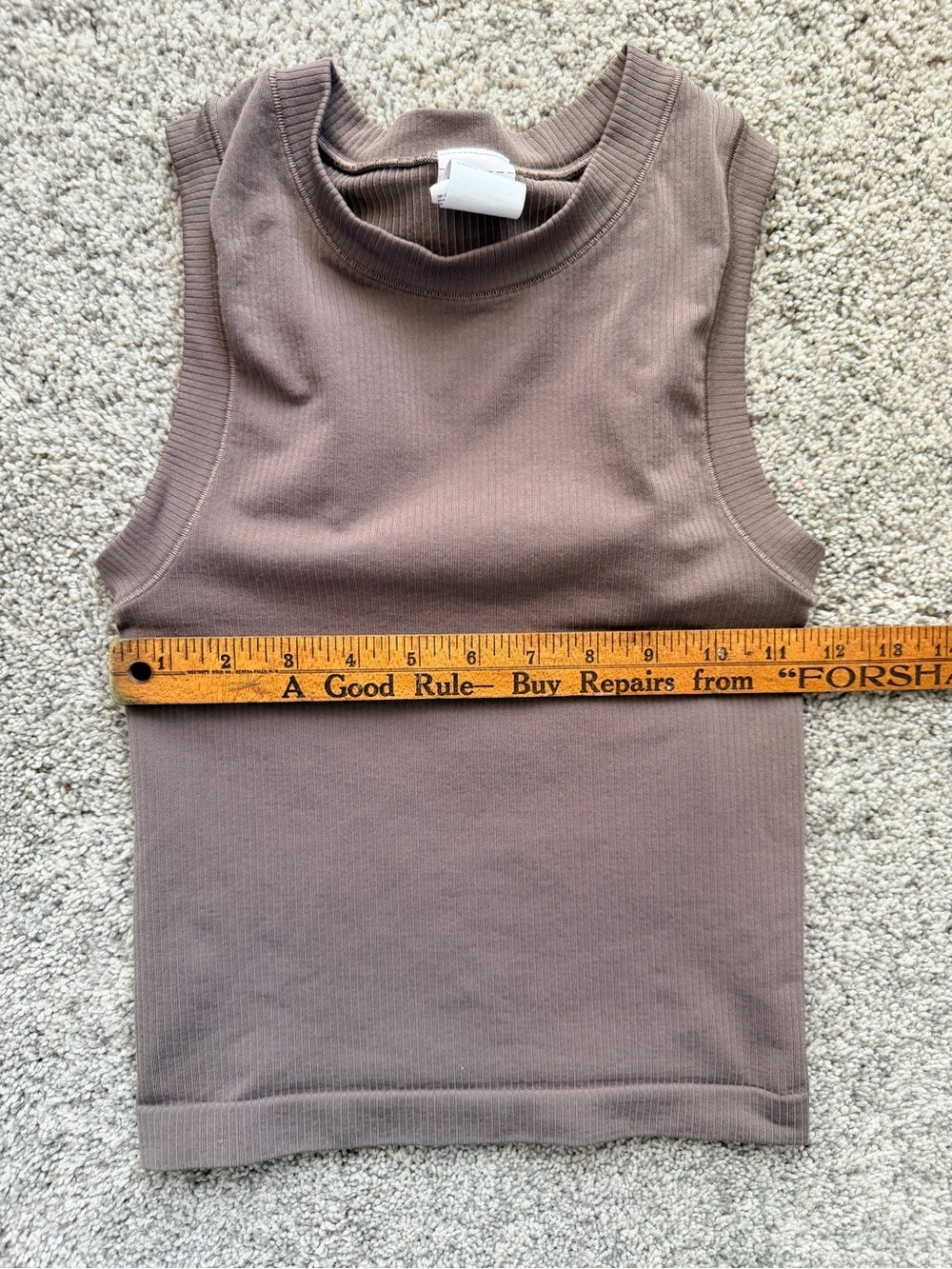 GT-0115 Athleta Ribbed High Neck Tank XS Brown Stretch Seamless Fitted