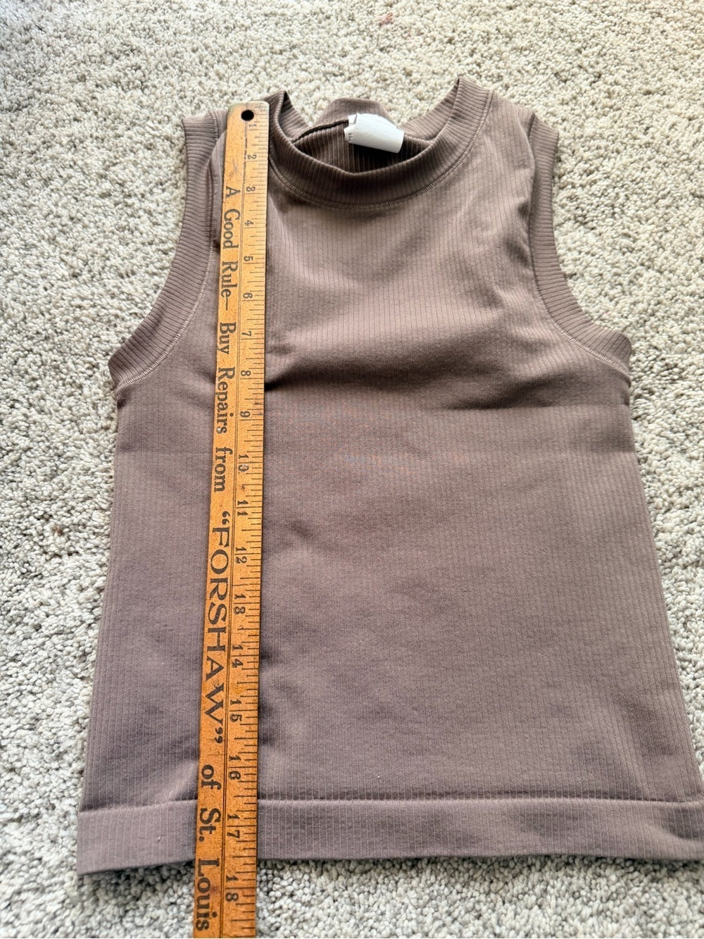 GT-0115 Athleta Ribbed High Neck Tank XS Brown Stretch Seamless Fitted