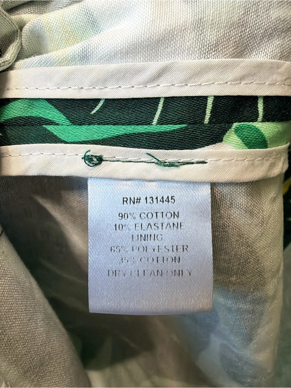 GT-0125 WHIT Anthropologie Tropical Leaf Open Back Dress Size 6 Cotton