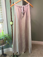 GT-0121 Amora Made in Italy 100% Linen Maxi Dress S Boho Lagenlook Silk Tie
