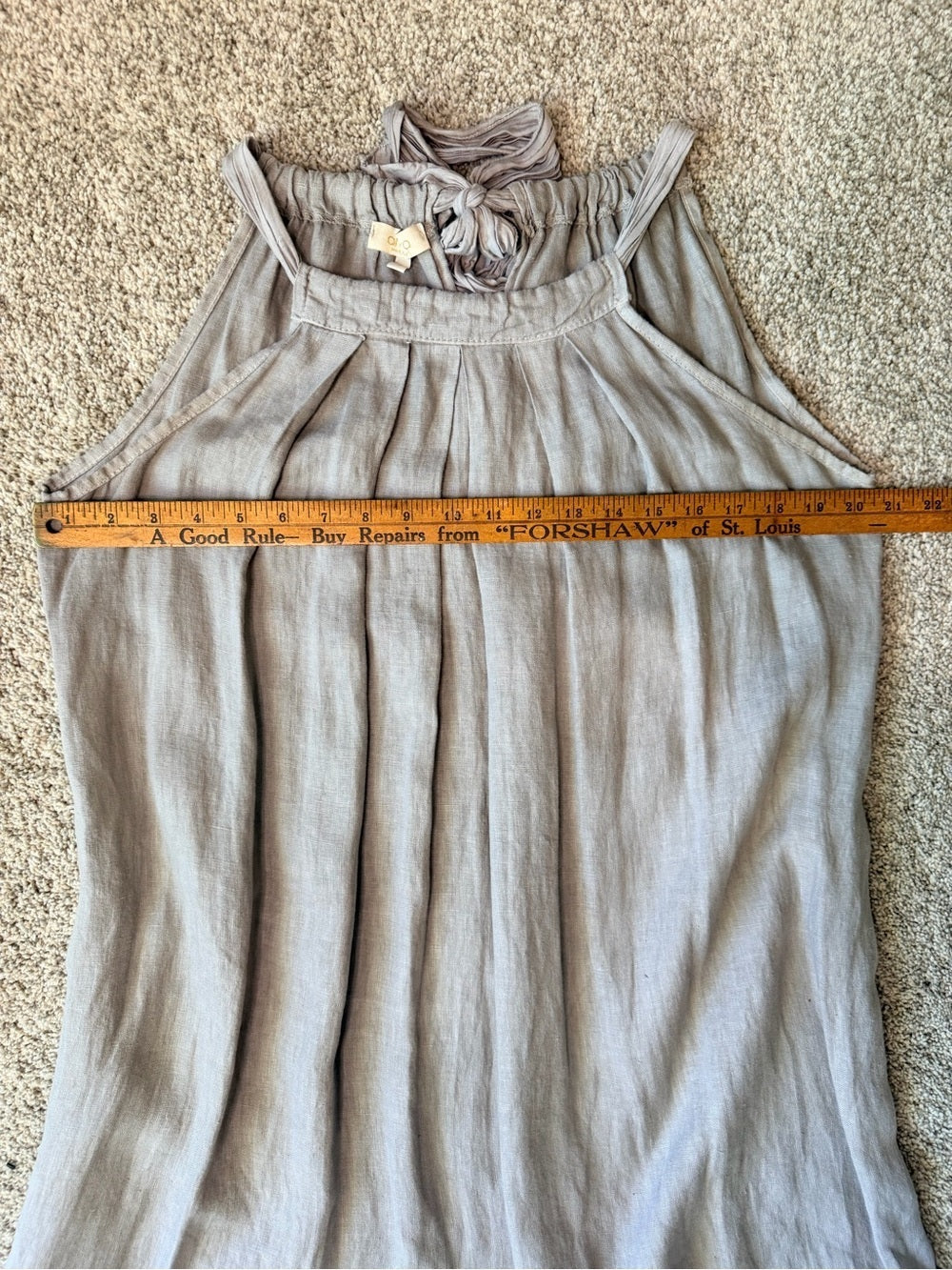GT-0121 Amora Made in Italy 100% Linen Maxi Dress S Boho Lagenlook Silk Tie