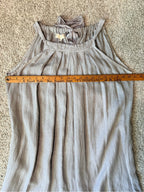 GT-0121 Amora Made in Italy 100% Linen Maxi Dress S Boho Lagenlook Silk Tie