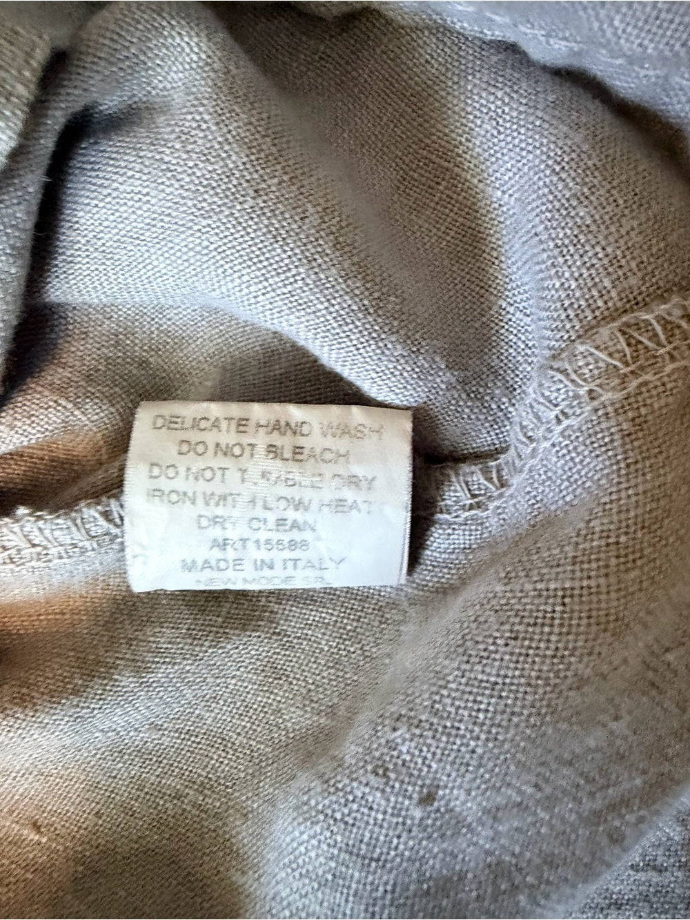 GT-0121 Amora Made in Italy 100% Linen Maxi Dress S Boho Lagenlook Silk Tie
