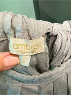 GT-0121 Amora Made in Italy 100% Linen Maxi Dress S Boho Lagenlook Silk Tie
