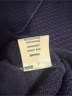 GT-0171 FRAME Navy Lace Up Short Sleeve Textured Cotton Knit Sweater Top S