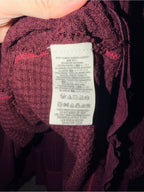 0033-Free People We The Free Burgundy Waffle Knit Mixed Media Top Size Medium