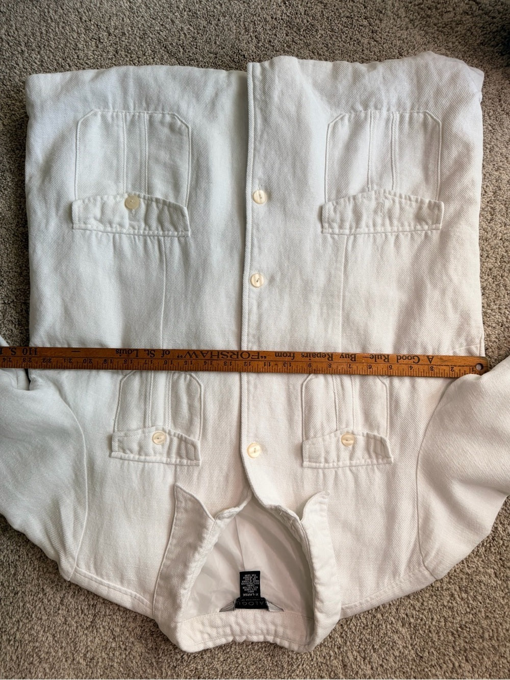GT-0126 Dialogue Linen Cotton Utility Jacket XL White 4 Pocket Coastal Shacket
