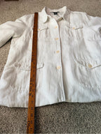 GT-0126 Dialogue Linen Cotton Utility Jacket XL White 4 Pocket Coastal Shacket