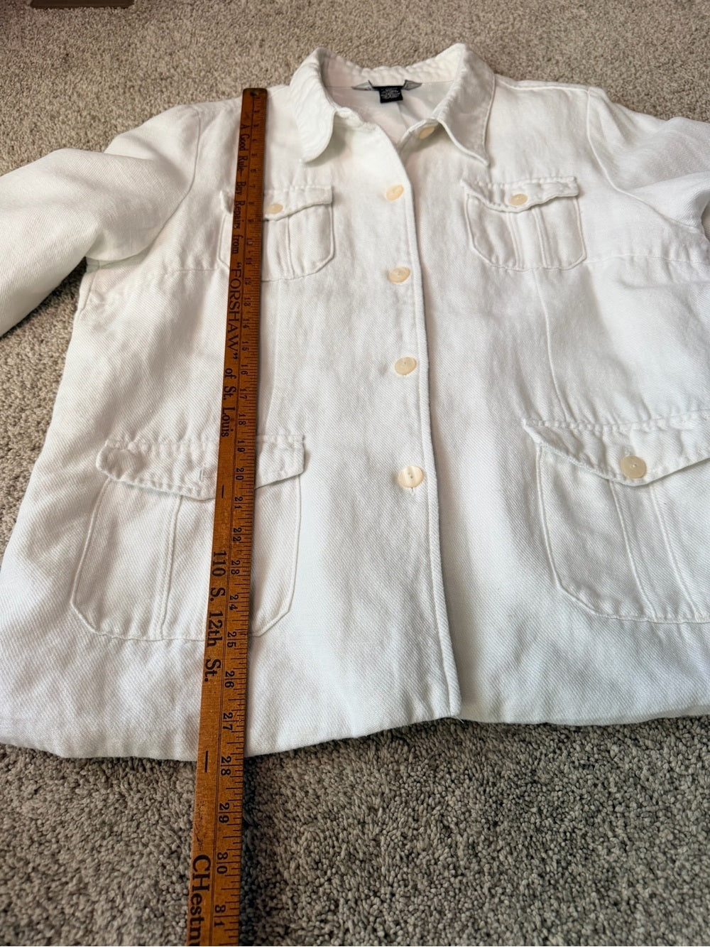 GT-0126 Dialogue Linen Cotton Utility Jacket XL White 4 Pocket Coastal Shacket