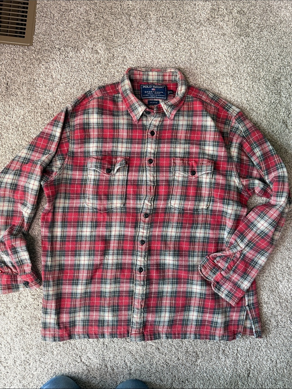 GT-0127 Vintage Polo Sport Ralph Lauren Sportsman XL Plaid Flannel 90s
