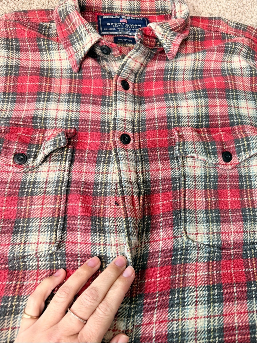 GT-0127 Vintage Polo Sport Ralph Lauren Sportsman XL Plaid Flannel 90s