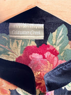 GT-0129 Vintage Coldwater Creek Floral Jacket 8 Velvet Collar Rayon 90s Y2K