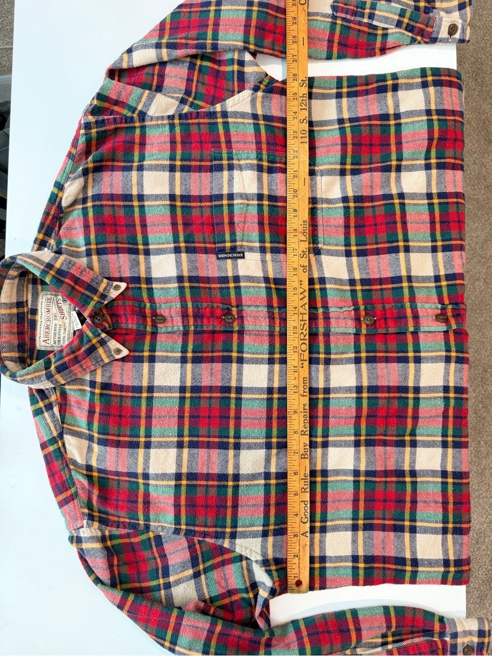 GT-0131 Vintage Abercrombie Big Shirt Plaid Flannel 100% Cotton Oversized