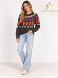 GT-0133 Nümph Lea Wool Blend Fair Isle Nordic Sweater M Anthropologie