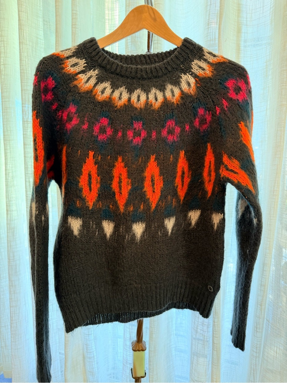 GT-0133 Nümph Lea Wool Blend Fair Isle Nordic Sweater M Anthropologie