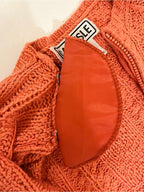 GT-0136 Carlisle Silk Wool Cable Knit Cardigan M Coral Pink Zip Front
