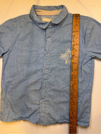 GT-0137 Stitch & Stone Boys 7 Chambray Palm Tree Embroidered Shirt Coastal
