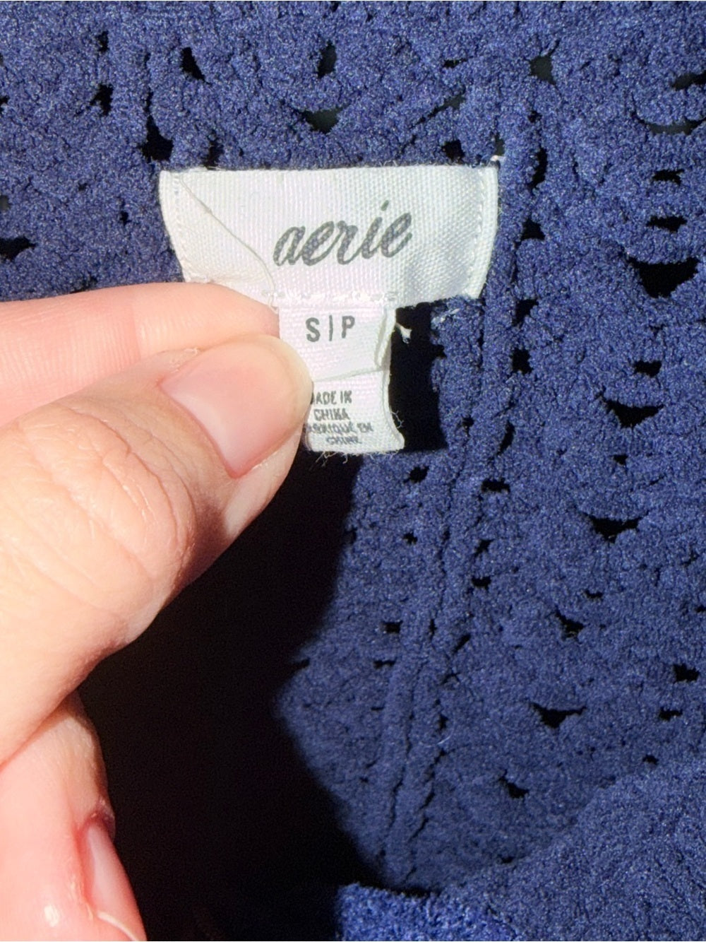 GT-0066 Aerie Navy Chenille Open-Knit Quarter Zip Sweater Size S/P