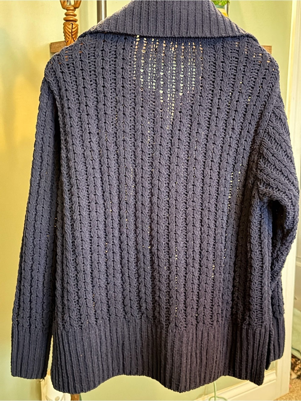 GT-0066 Aerie Navy Chenille Open-Knit Quarter Zip Sweater Size S/P