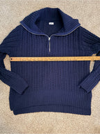 GT-0066 Aerie Navy Chenille Open-Knit Quarter Zip Sweater Size S/P