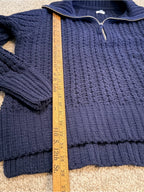 GT-0066 Aerie Navy Chenille Open-Knit Quarter Zip Sweater Size S/P