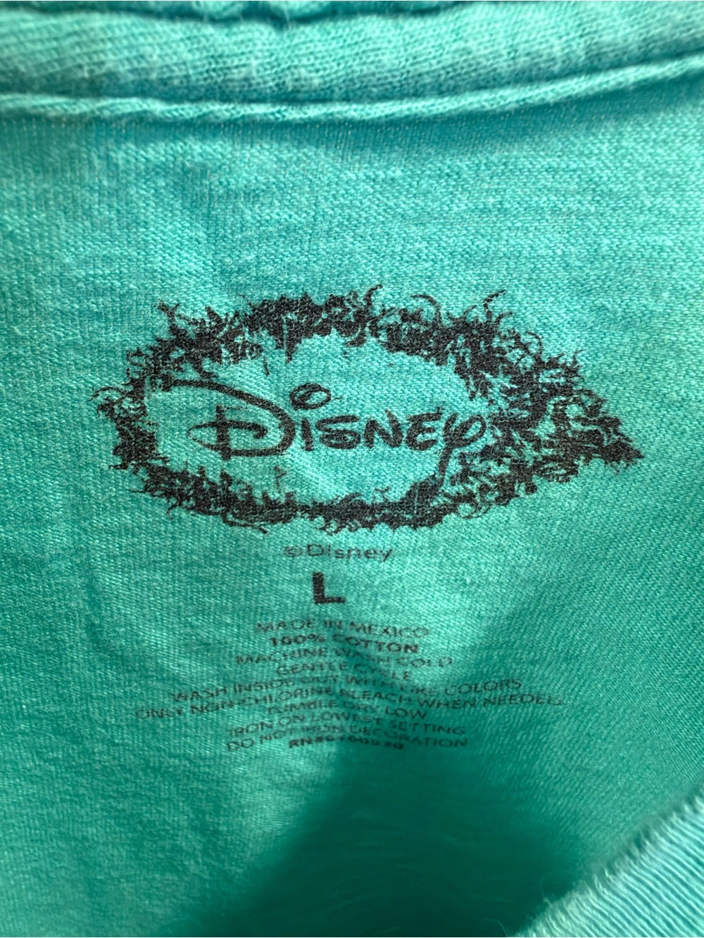 GT-0141 Disney Mickey Goofy Donald Duck Graphic T-Shirt L Turquoise Aqua