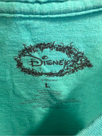 GT-0141 Disney Mickey Goofy Donald Duck Graphic T-Shirt L Turquoise Aqua