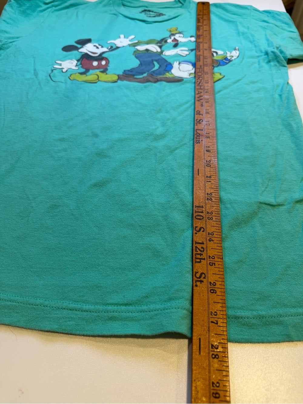GT-0141 Disney Mickey Goofy Donald Duck Graphic T-Shirt L Turquoise Aqua