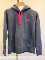 GT-0142 Under Armour Storm Hoodie M Gray Hot Pink Loose Fit Fleece Pullover