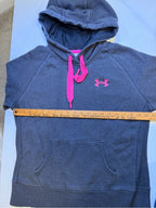 GT-0142 Under Armour Storm Hoodie M Gray Hot Pink Loose Fit Fleece Pullover