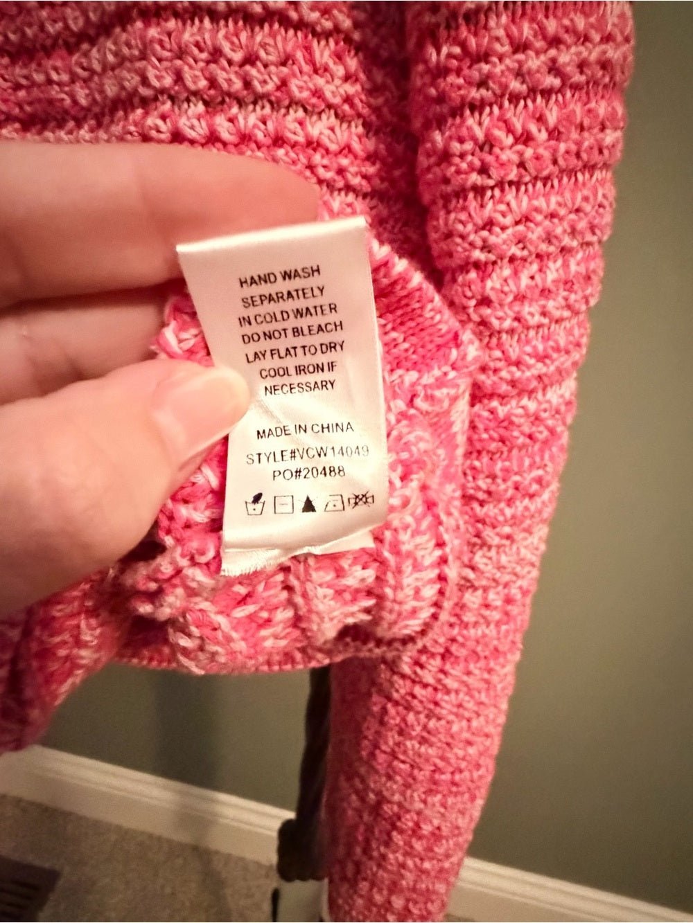 VICI Pink Marled Cotton Cardigan M Gold Button Textured Knit Preppy Sweater